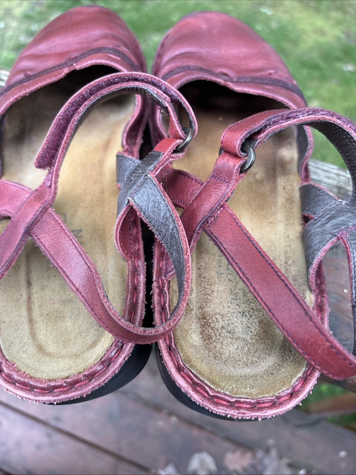 Naot Shoes 39 US 8 Gardenia Sandals Slingback Mary Jane Israel Red Burgundy