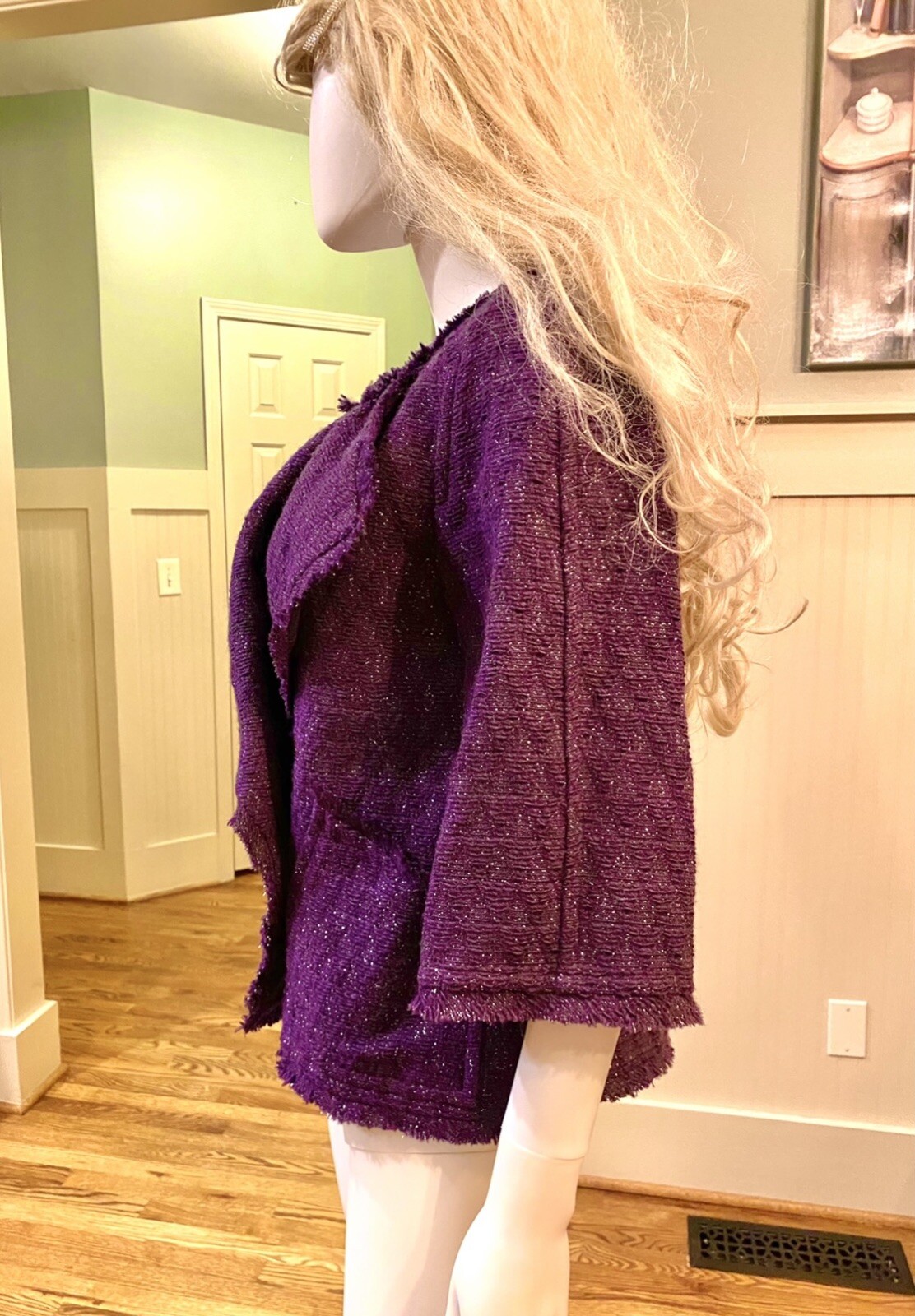 4.8K New Chanel 2012 Purple Gripoix Tweed Jacket 36 38 2 4 6 Blazer Coat Top S M