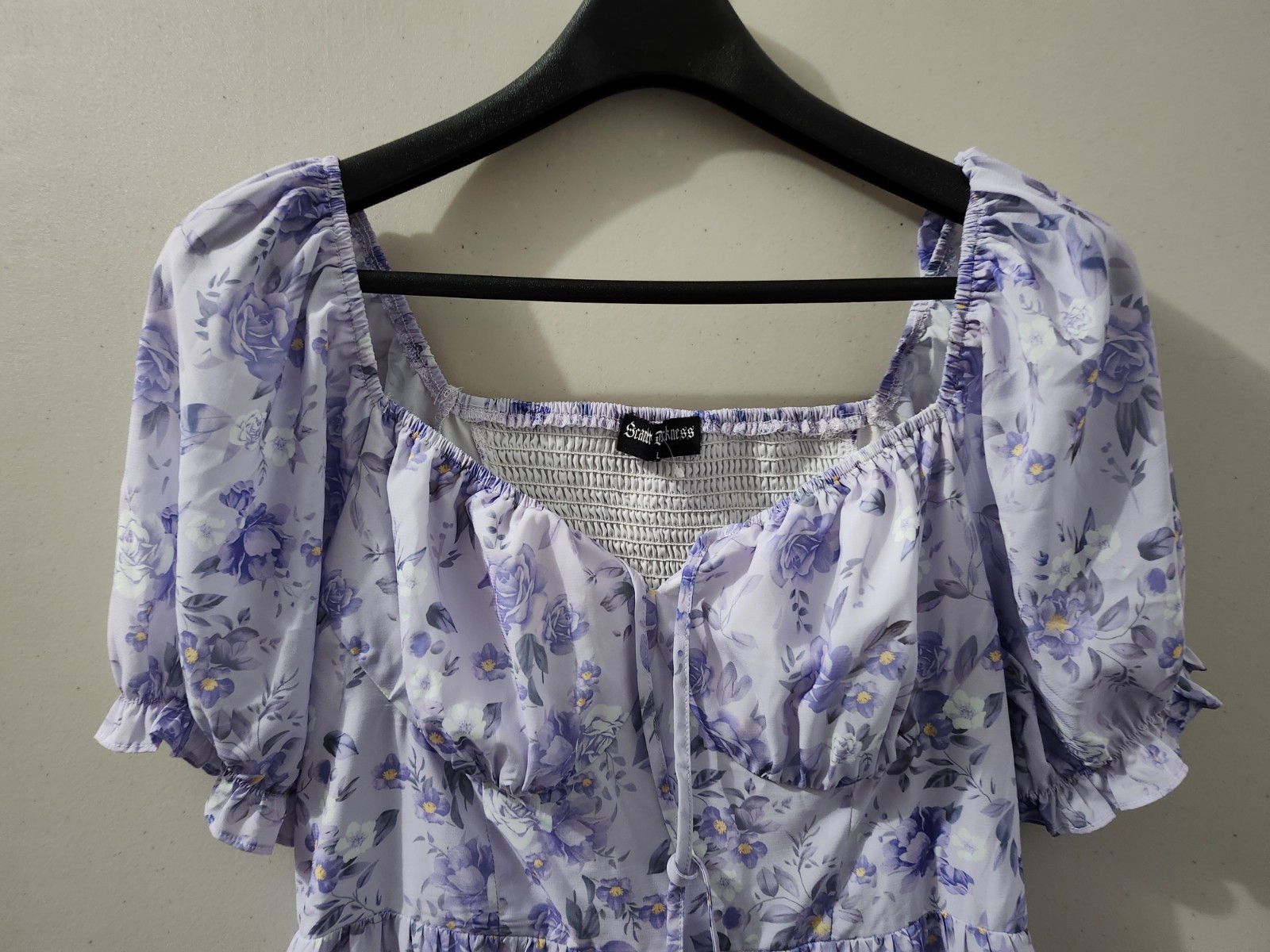 Scarlett Darkness Dress Womens L Lilac Victorian Puff Milkmaid Bodice Smock Boho