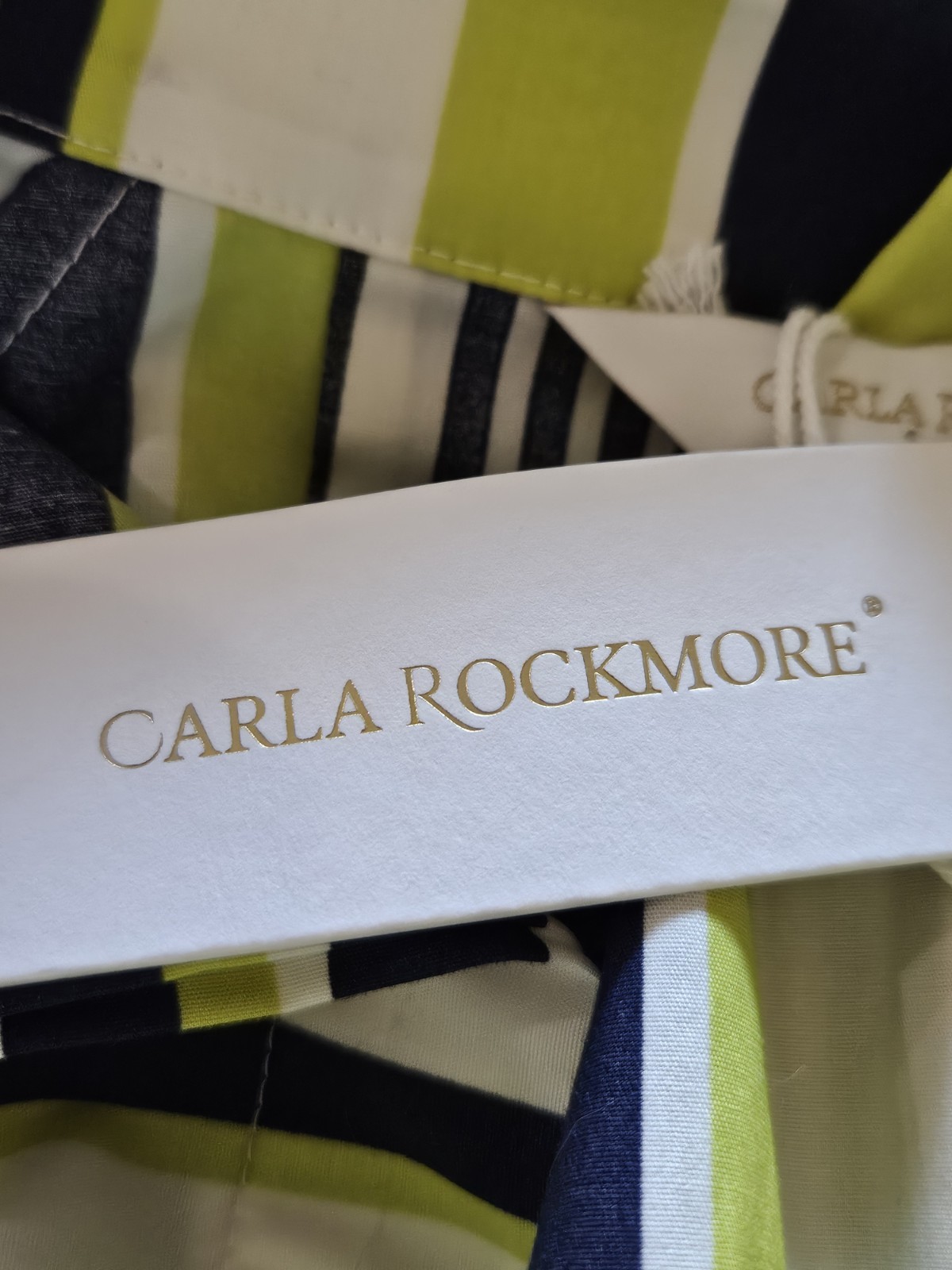 Carla Rockmore Striped Shirt Dress XL Midi NEW Cotton Blend Navy Green