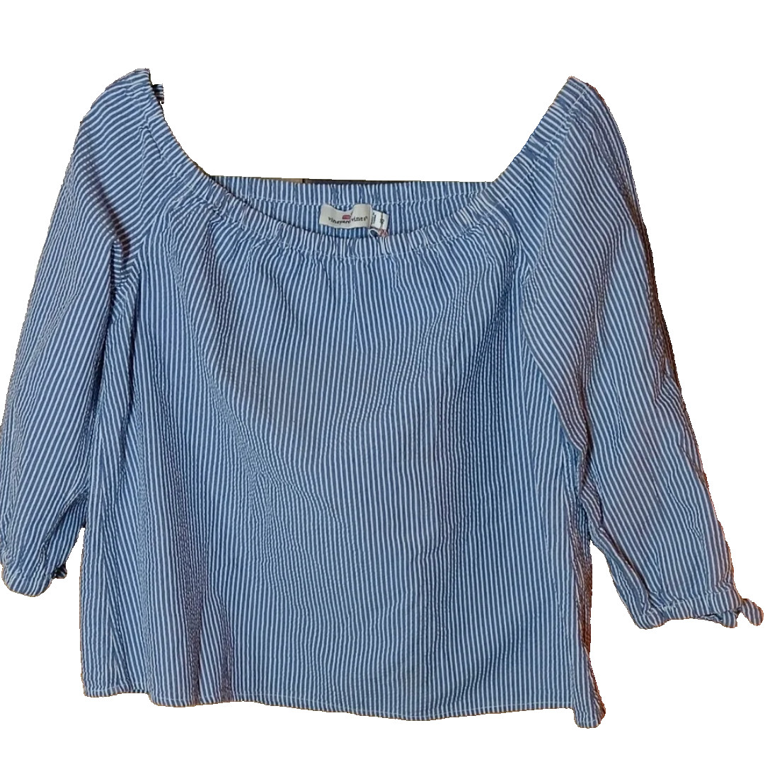 Vineyard Vines Seersucker Off The Shoulder Top 12 Preppy
