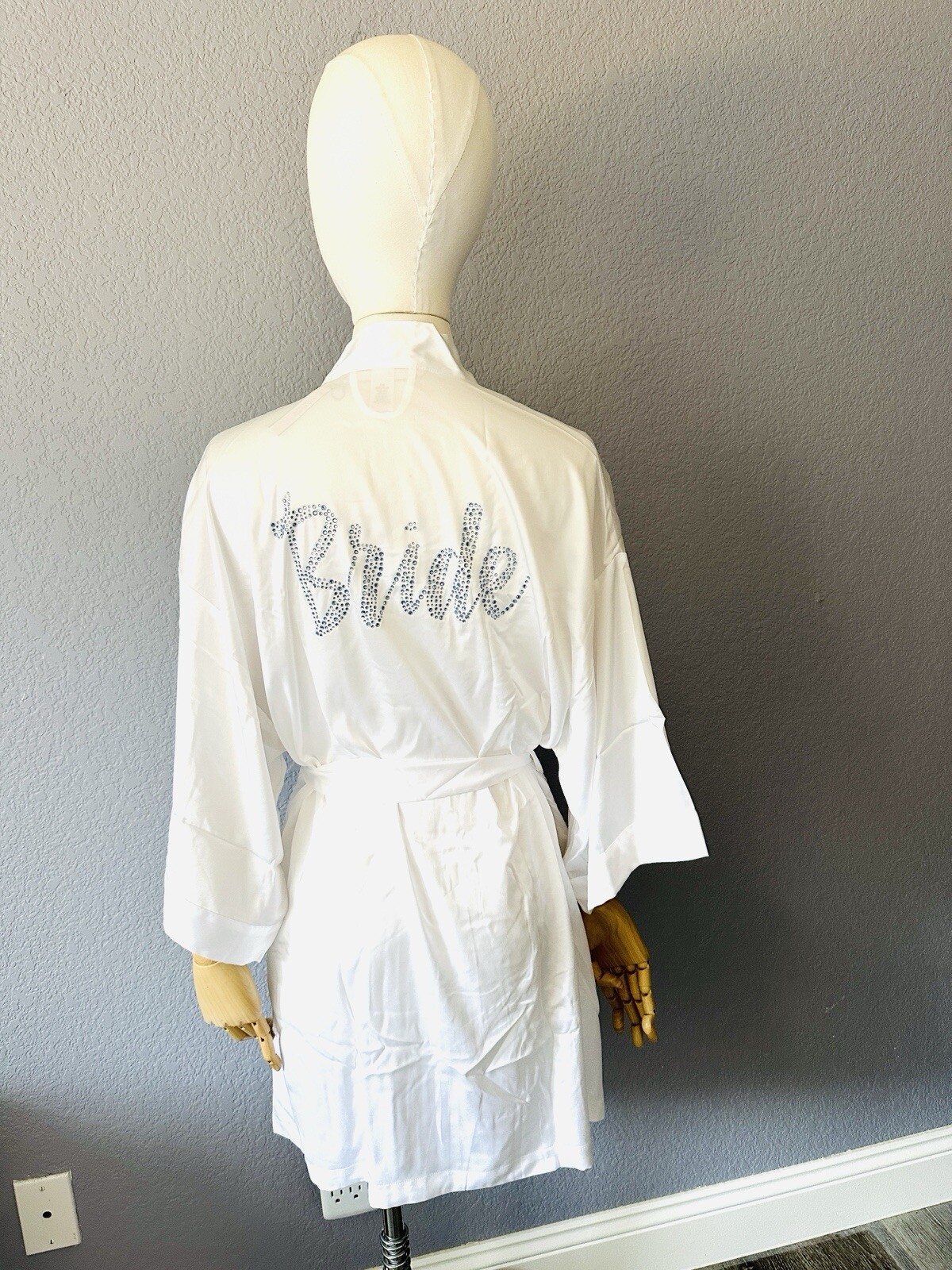 NWT Victoria Secret Robe Bride Bridal Collection One Size White Blue Satin Feel