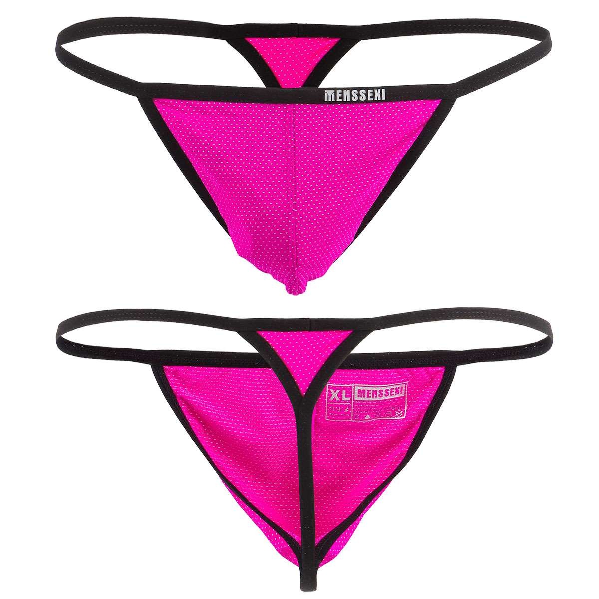 1-3PCS Mens Sexy T-Back G-string Thong Bikini Underwear Mesh Sheer Pouch Thongs