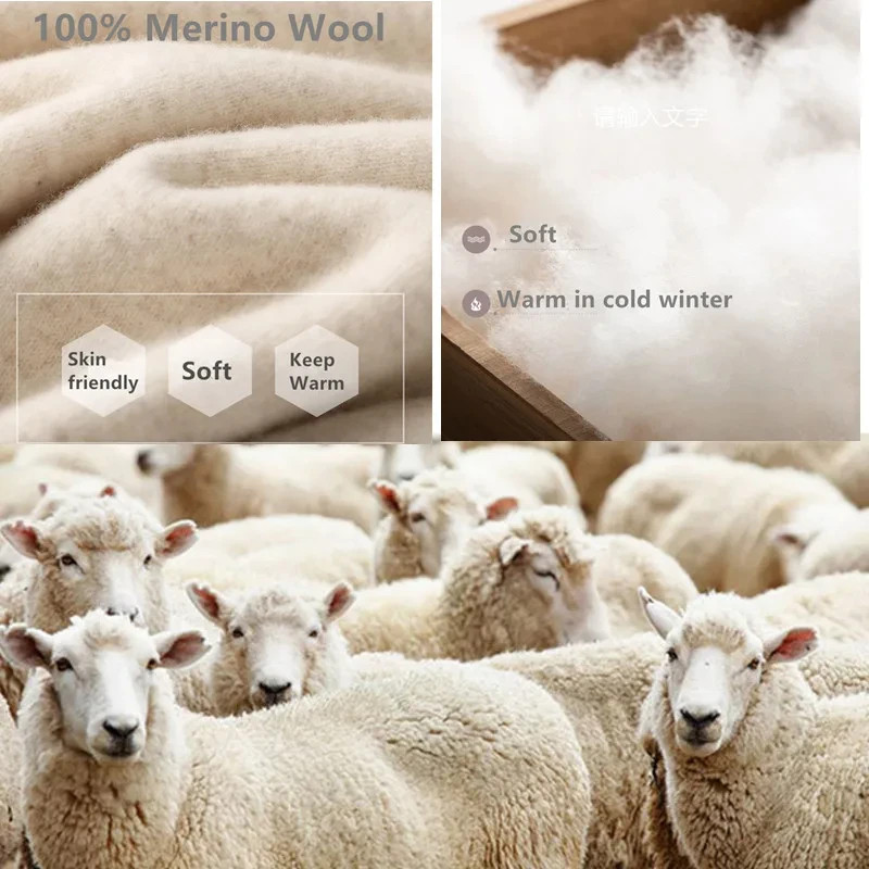 100% Pure Wool Knitted Ring Scarf Elegant Neckerscarf Female Soft Warm Cashmere
