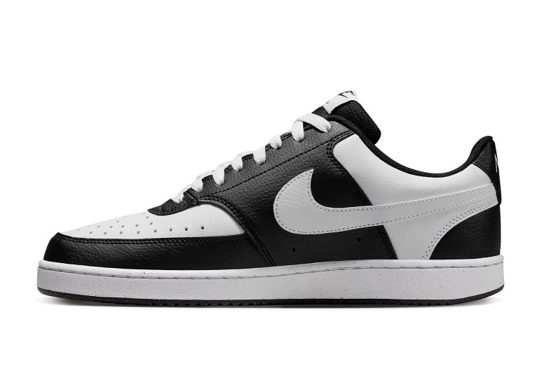 Nike Men’s Court Vision Low Black White Synthetic Leather Sneakers – Style HM986