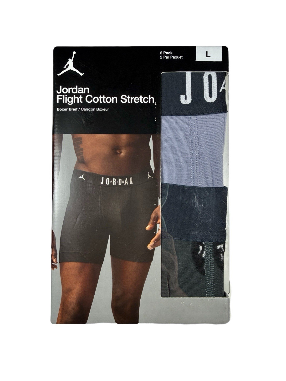 NWT. Jordan. 2 Pack. Flight Cotton Stretch Boxer Briefs. Off Noir. MRSP. $38.00