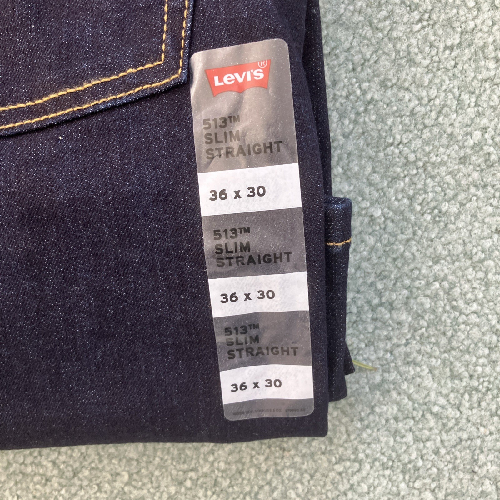 NWT Men’s Levi’s 513 Slim Stretch Straight Dark Wash Blue Jeans Size 36”x30”