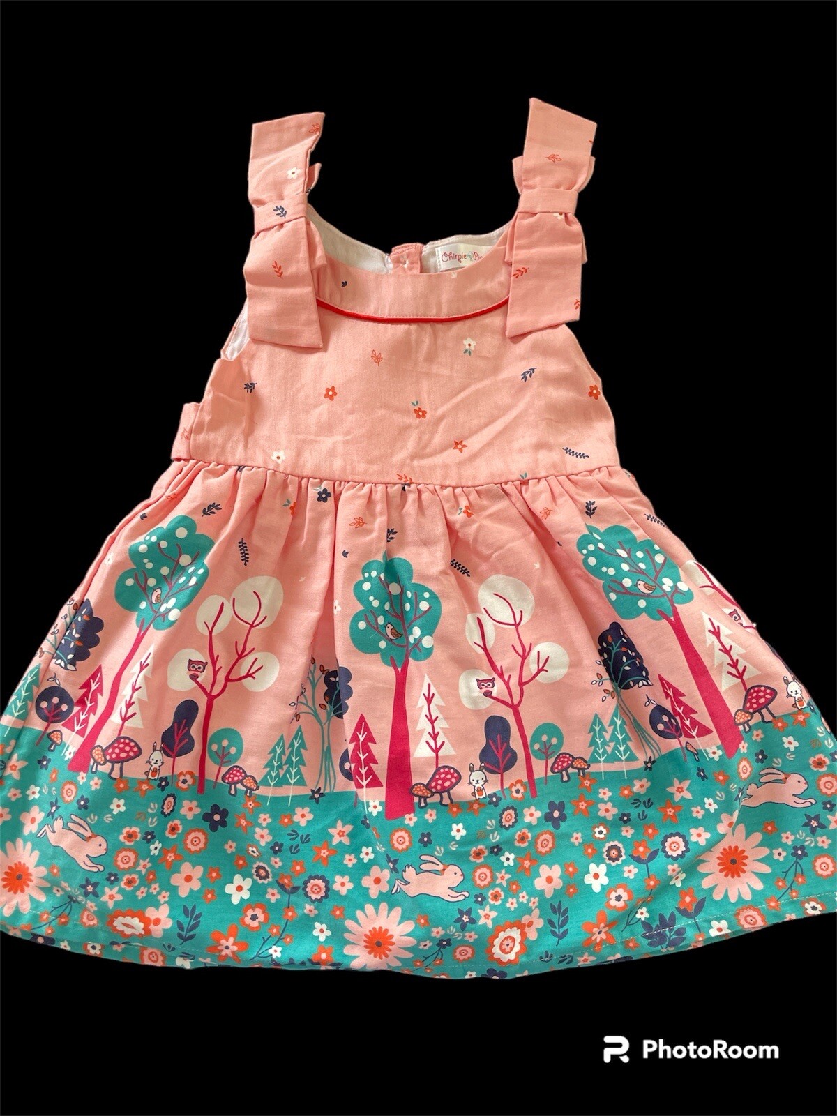 Chirpie Pie NWOT Peach/Teal Sleeveless Fully Lined Sundress-12-18Mos