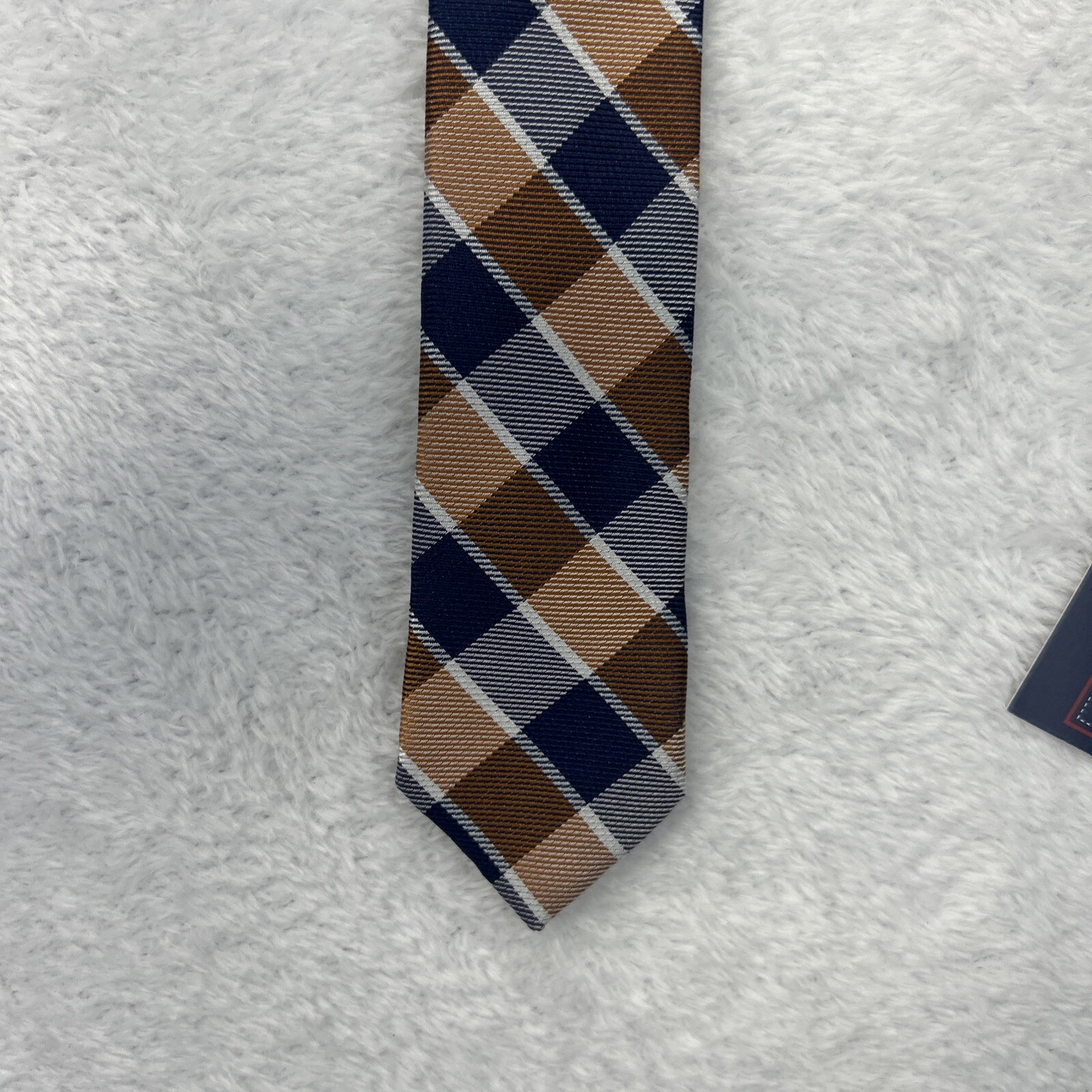 Saddlebred Blue Orange Plaid Men’s Necktie 3.5”x 58.5” 100% Silk NWT $38.00