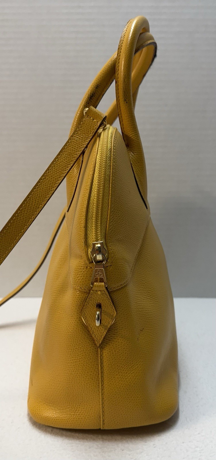 Vintage 80s-90s Stefano Bravo Yellow Leather Italy Bolide-Style Dome Satchel Bag