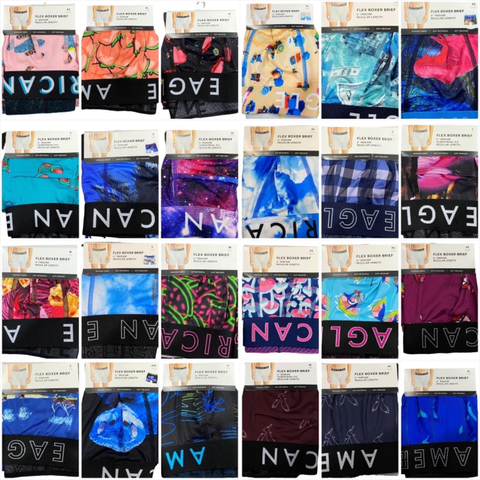 NWT AMERICAN EAGLE Flex 6″ Boxer Brief Underwear Sz XS-S-M-L-XL-XXL #32B