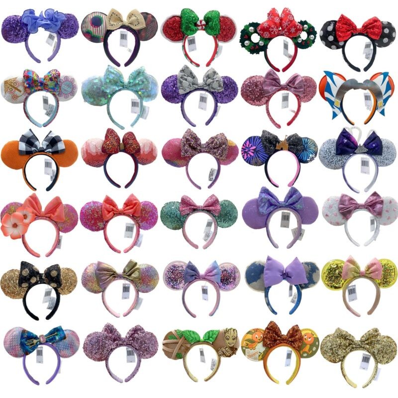 Disney-Park 222+ Styles Sequin Minnie Mouse Ears Headbands Mickey Ears Headband
