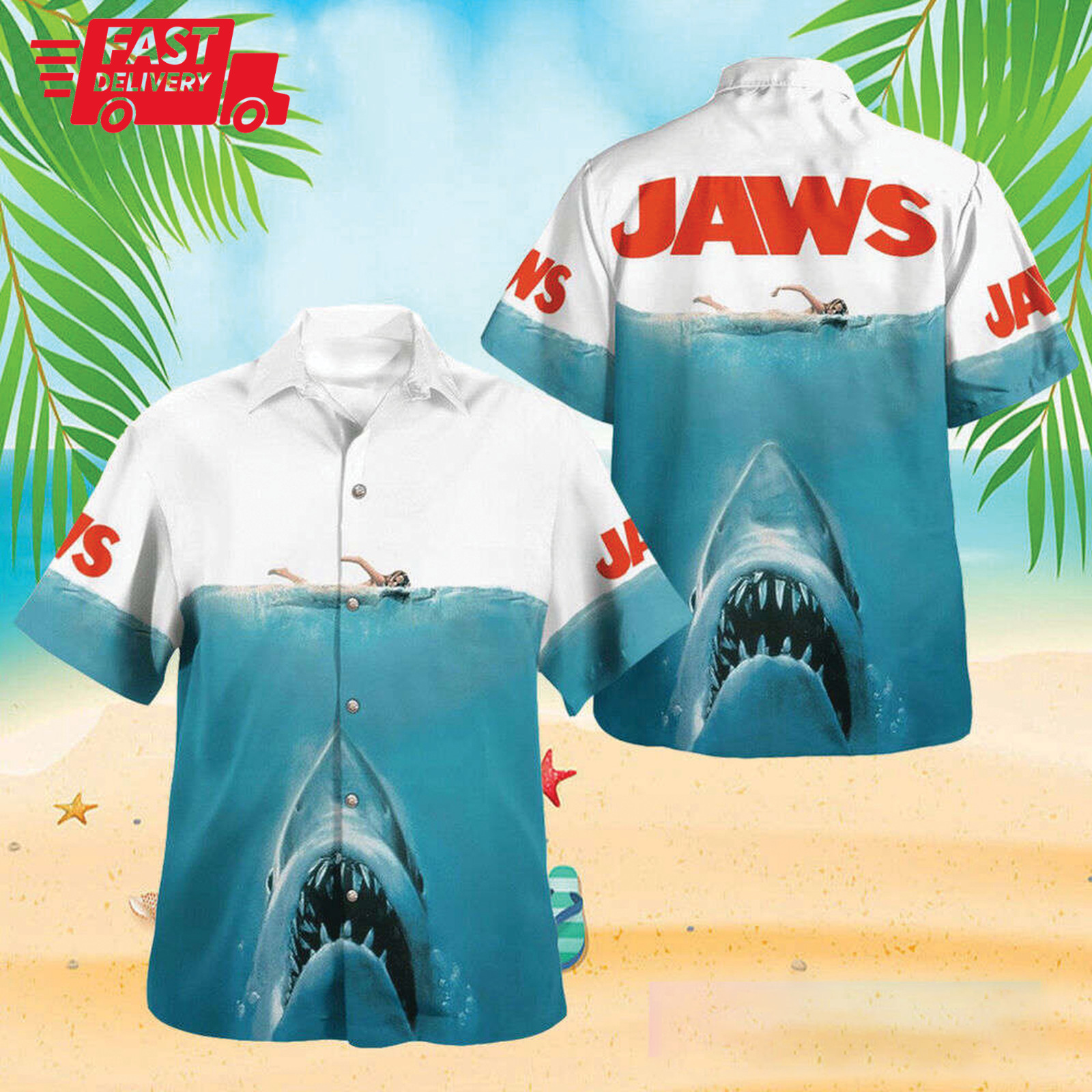 Shark Jaws Shirt Jaws Movie Casual Summer Beach Hawaiian Shirt95