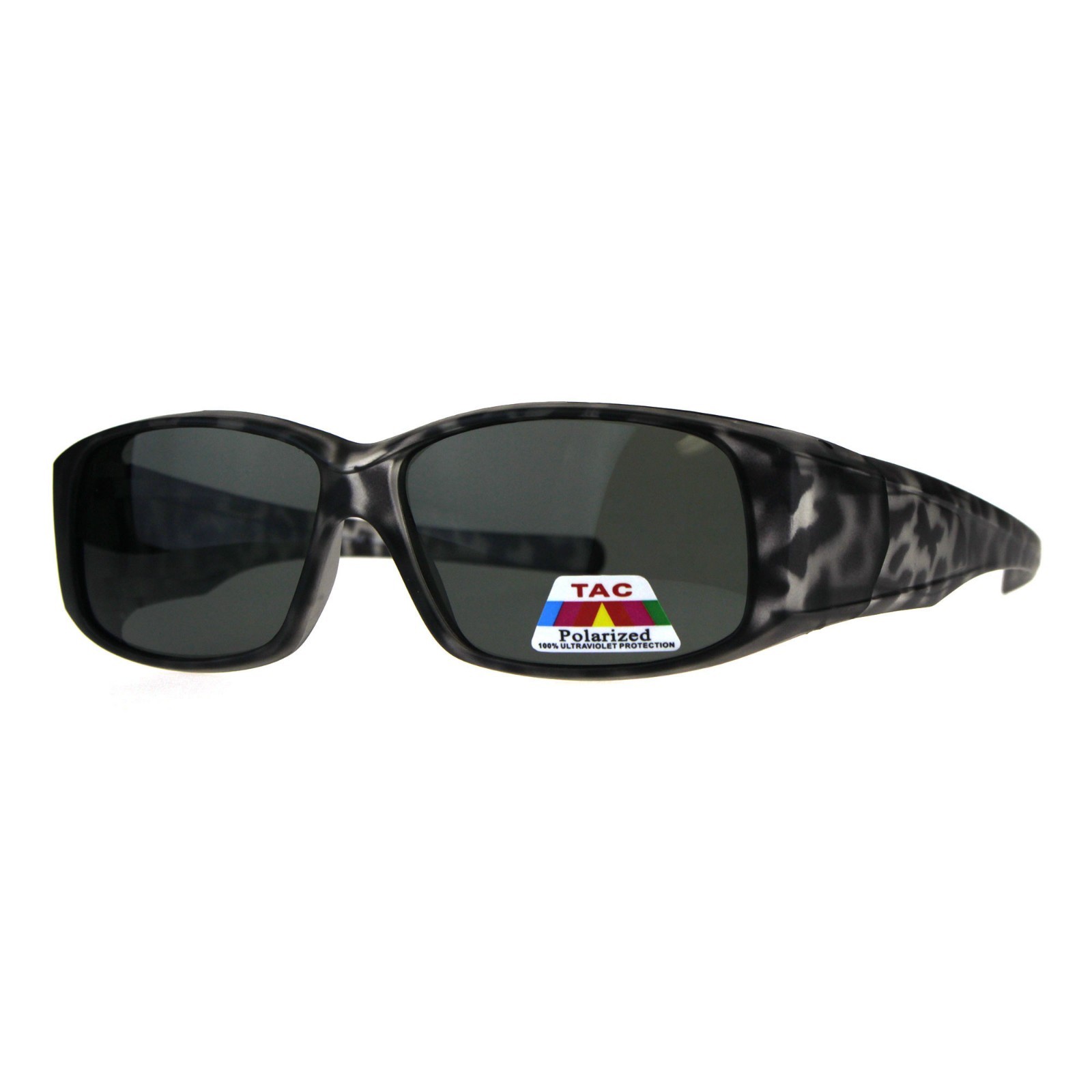 TAC Polarized Lens Fit Over Sunglasses OTG Rectangular Anti-Glare Matte Tort