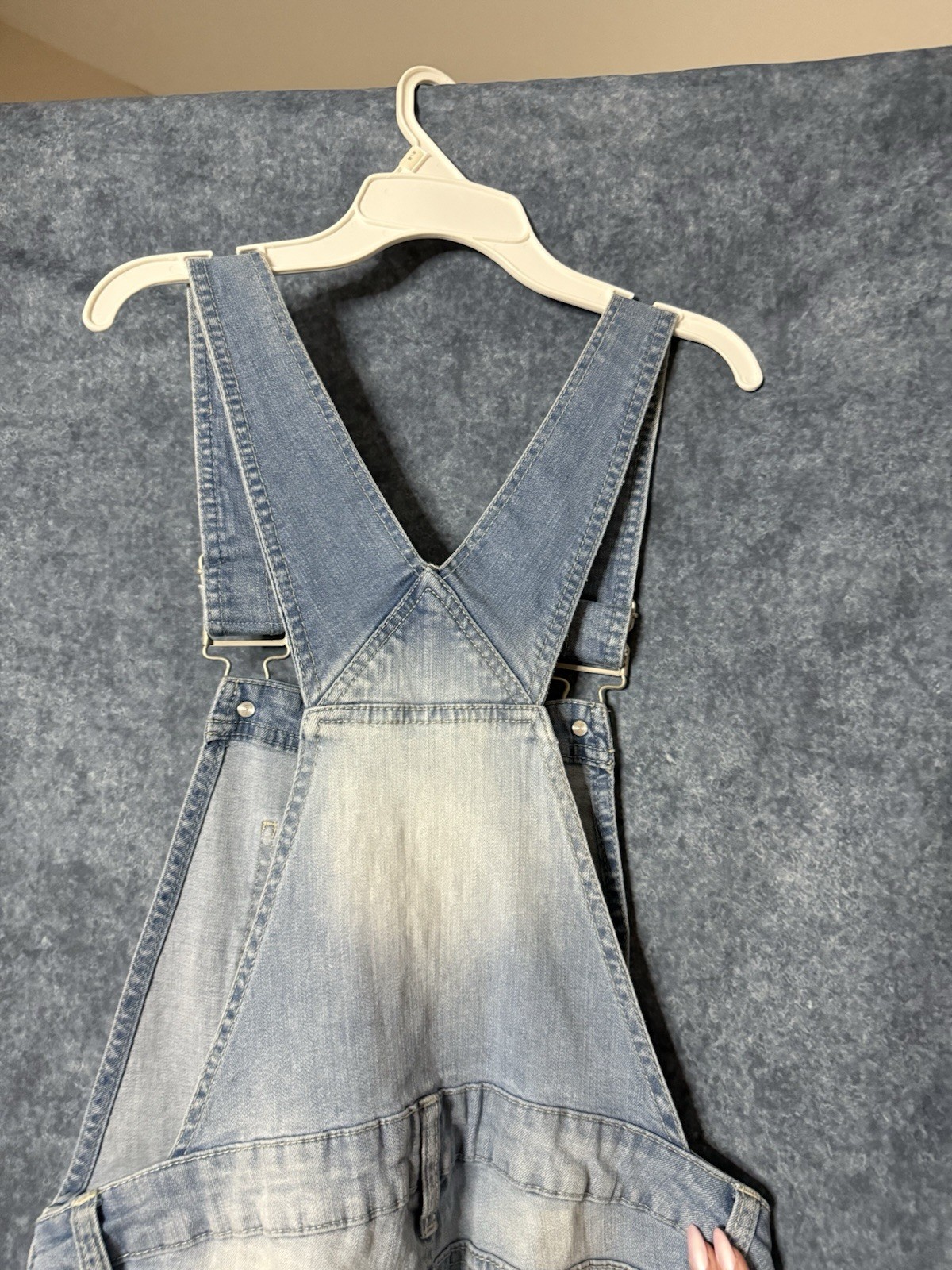Blue Spice Women’s M Blue Denim Overall Romper Shortalls V-Neck Pockets