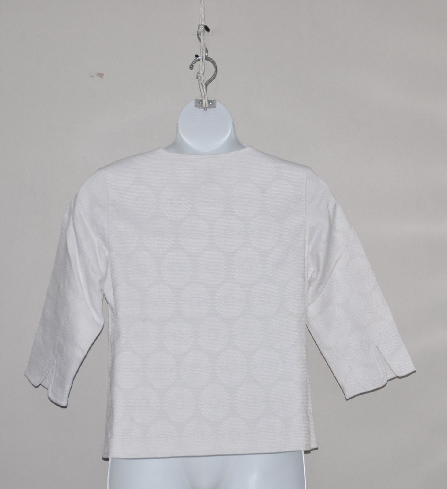 Bob Mackie Fully Lined Button Front Floral Ottoman Jacket Size XL White