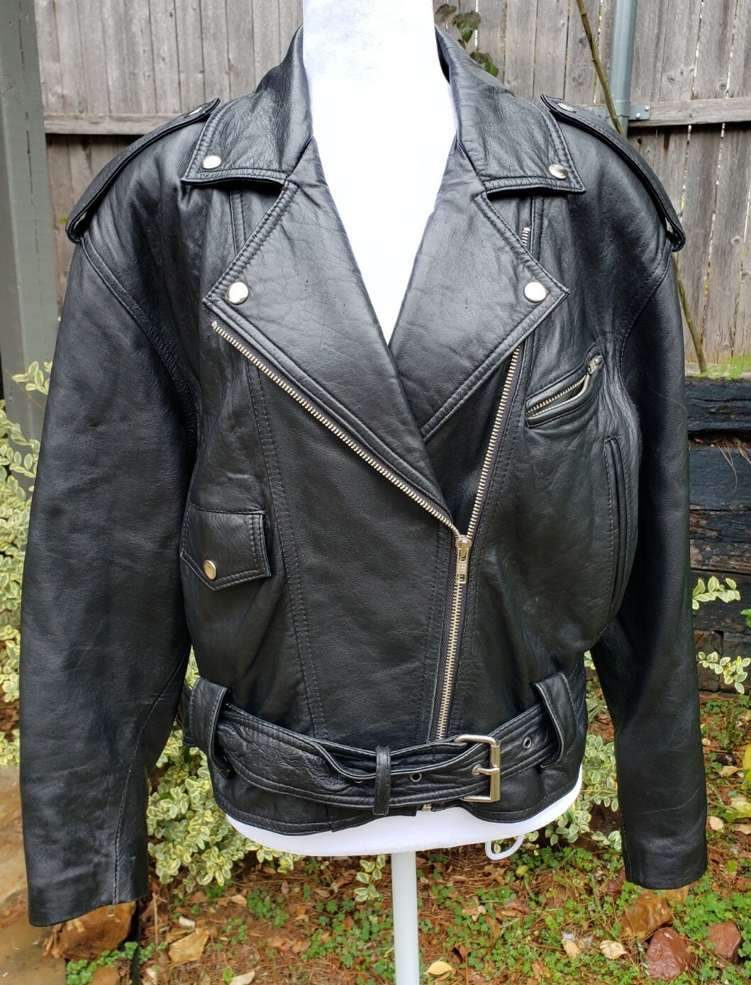 Vtg 80’s 90’s Wilsons Black Leather Motorcycle Biker Jacket M