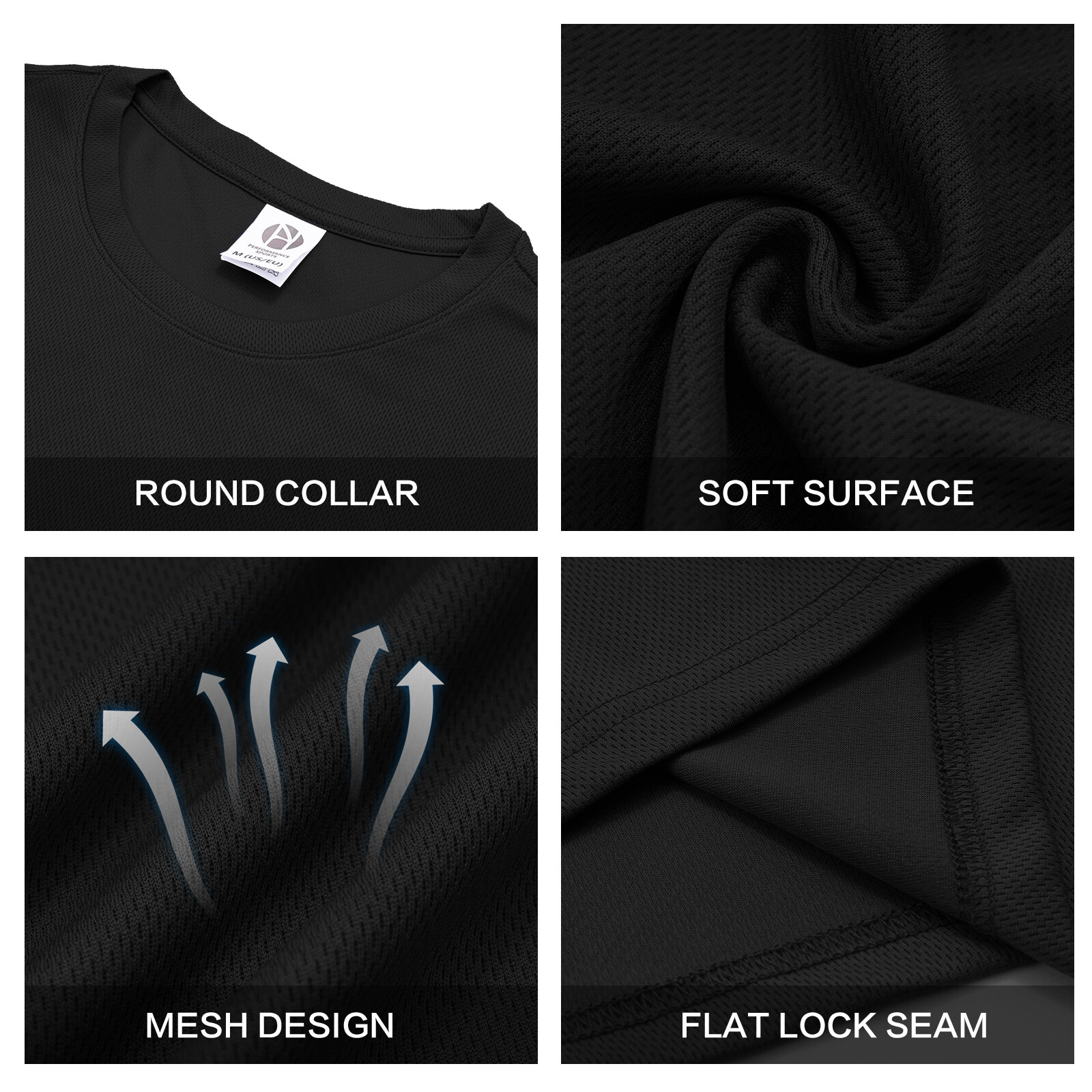 5 Pack Outdoor Running Sports T-Shirts for Men Quick Dry Gym Fitness Workout Tee