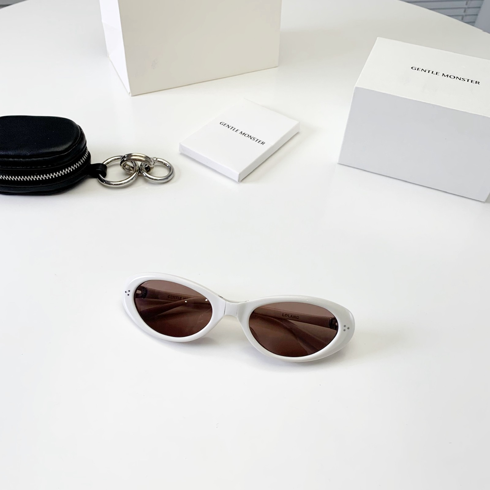 GENTLE MONSTER LOLANG White Brown 55口21-132 Sunglasses New w/ Case