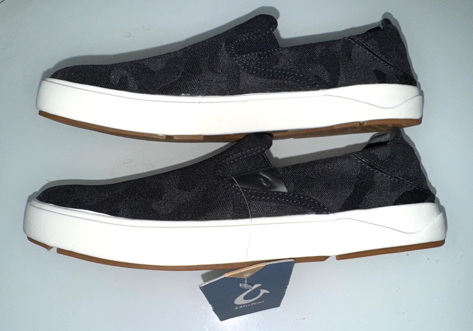 New Mens OluKai Lae’Ahi Pa’i Slip On Shoes Lava Rock / Ke Au Camo Black Sz 8