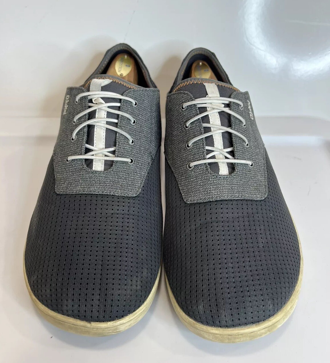 Olukai Nohea Moku Men Gray Slip On Dark Shadow Comfort Shoes USA Size 13 M