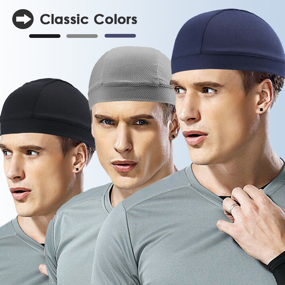Men Cooling Skull Cap Helmet Liner Summer Quick Drying Cycling Sports Beanie Hat