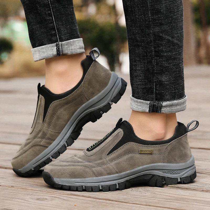 Men’s Slip-On Walking SneakersHiking Orthopedic Slip-On Wide Trail Shoes