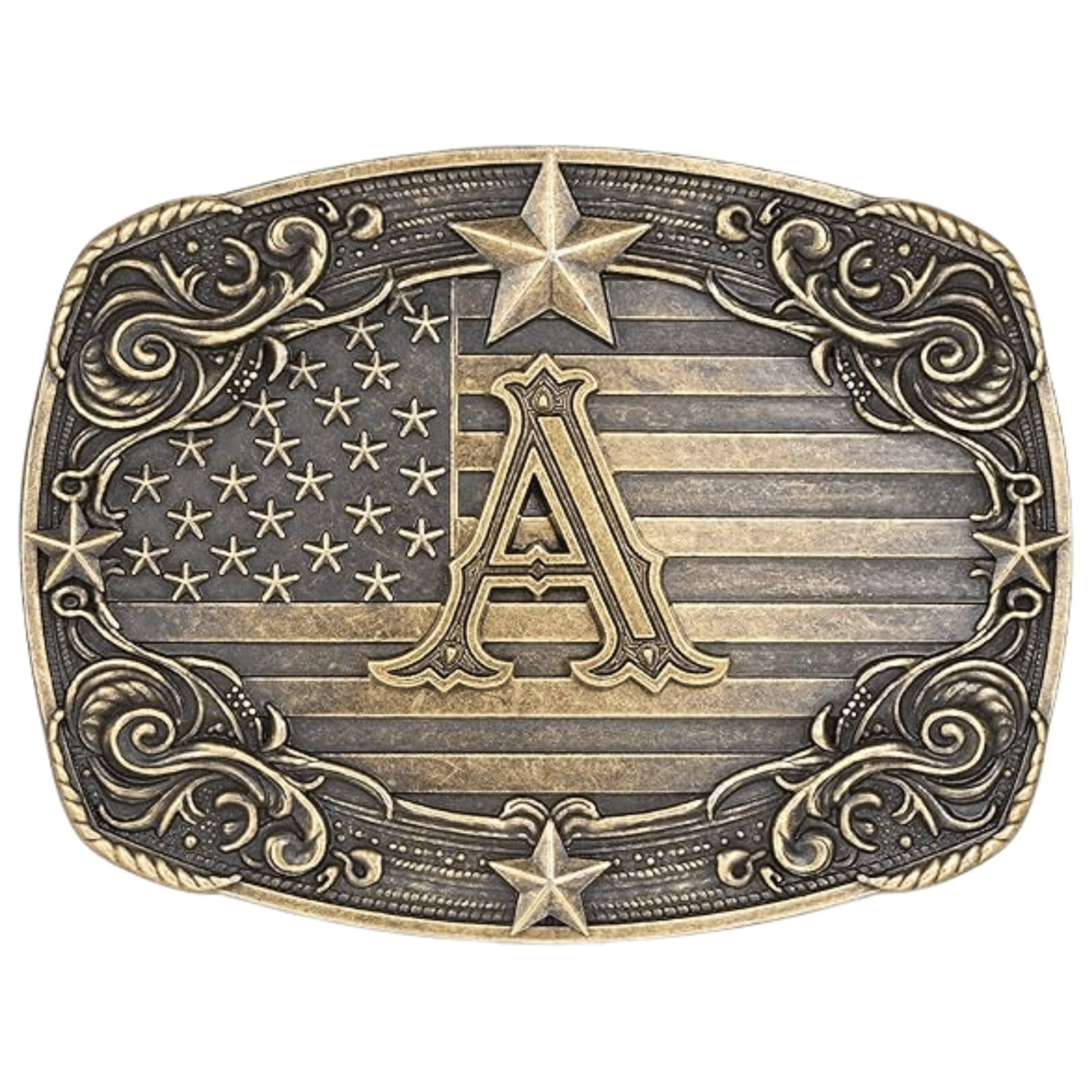 Western Belt Buckle Men Initial Letter ABCDJRM to Z Rodeo Cowboy American Flag