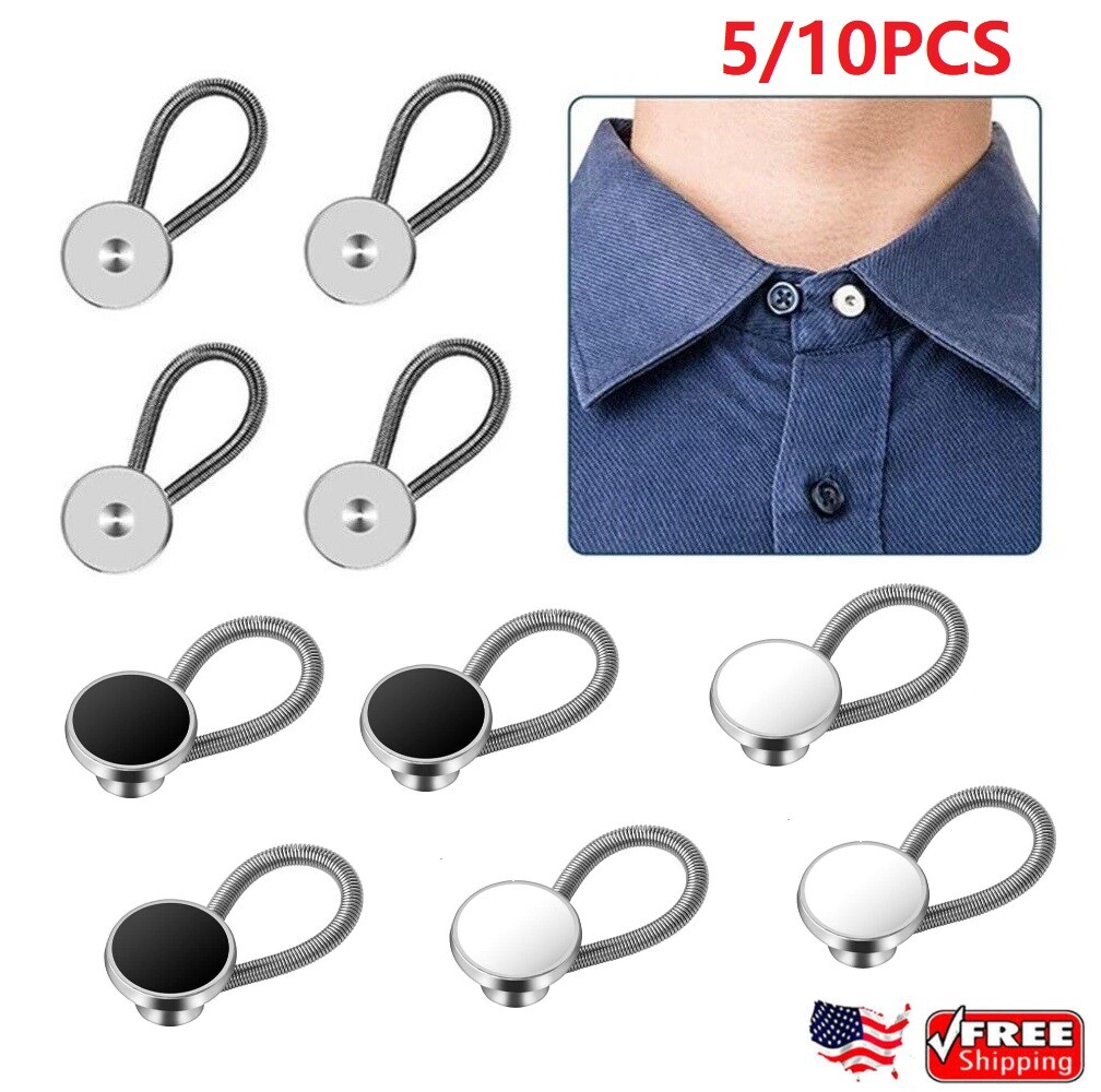 10Pcs Collar Extenders Elastic Button Extender Neck Extenders for Shirt Pant USA