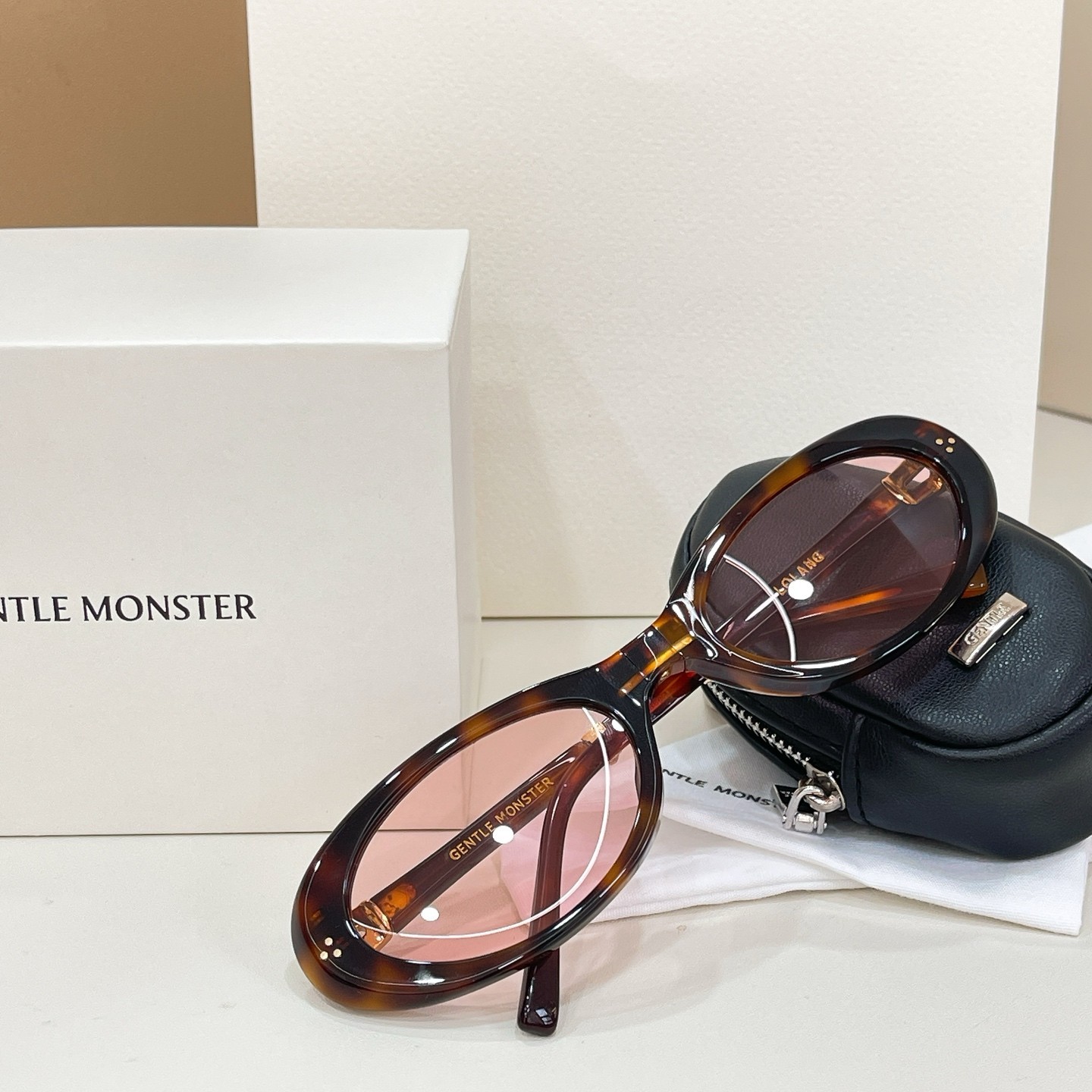 GENTLE MONSTER LOLANG Havana Pink 55口21-132 Sunglasses New w/ Case