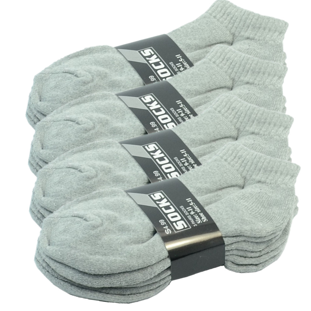 Gray 3-12 Pairs Mens Ankle Quarter Crew Sports Socks Cotton Low Cut Size 9-13