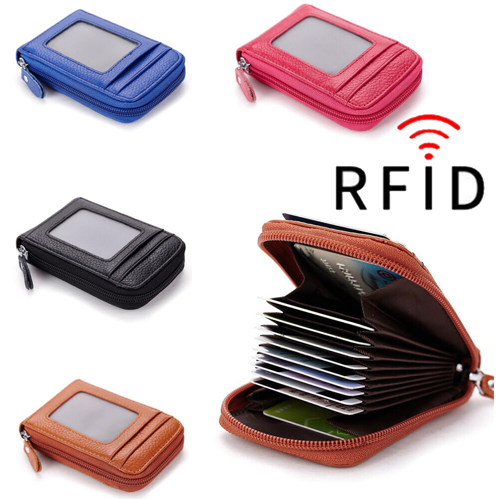 Men Wallet Card Holder Leather RFID Blocking Slim Credit Money Clip Zipper Purse