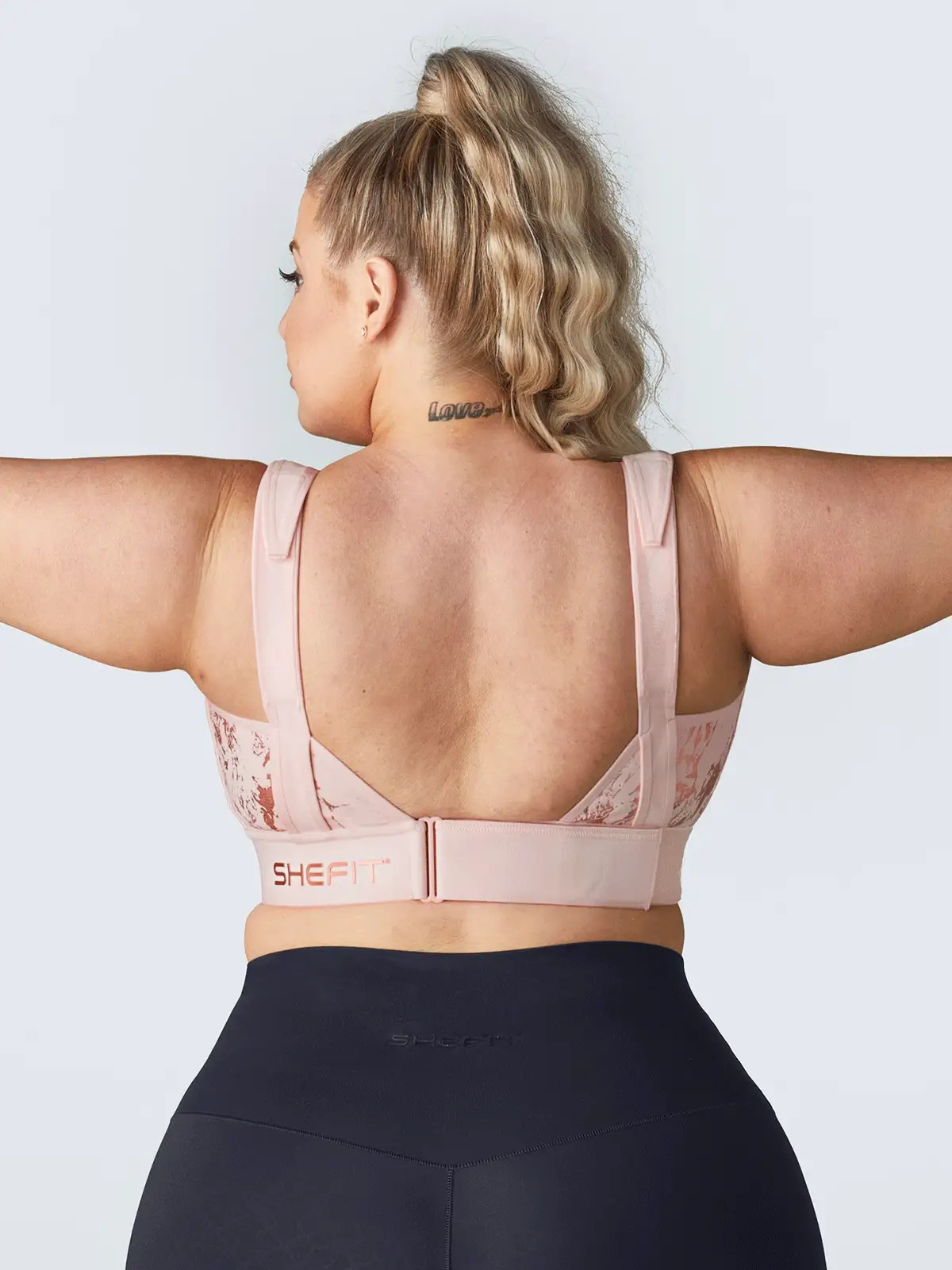 SHEFIT FLEX Sports Bra 1Luxe Blush High Support Workout Athletic Gear
