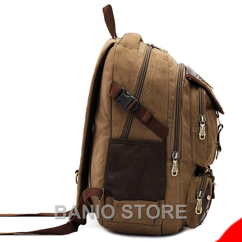 KAUKKO Men Canvas Backpack Rucksack Bag Camping Travel School Satchel Outdoor