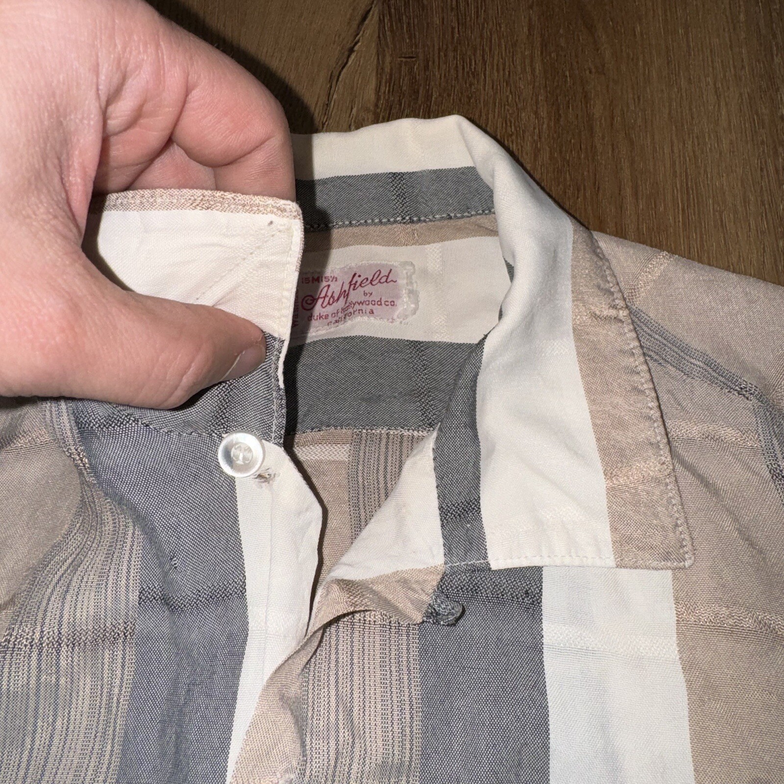 Ashfield Duke of Hollywood Shirt Rayon Loop Collar Vintage 50s 60s Mens Medium