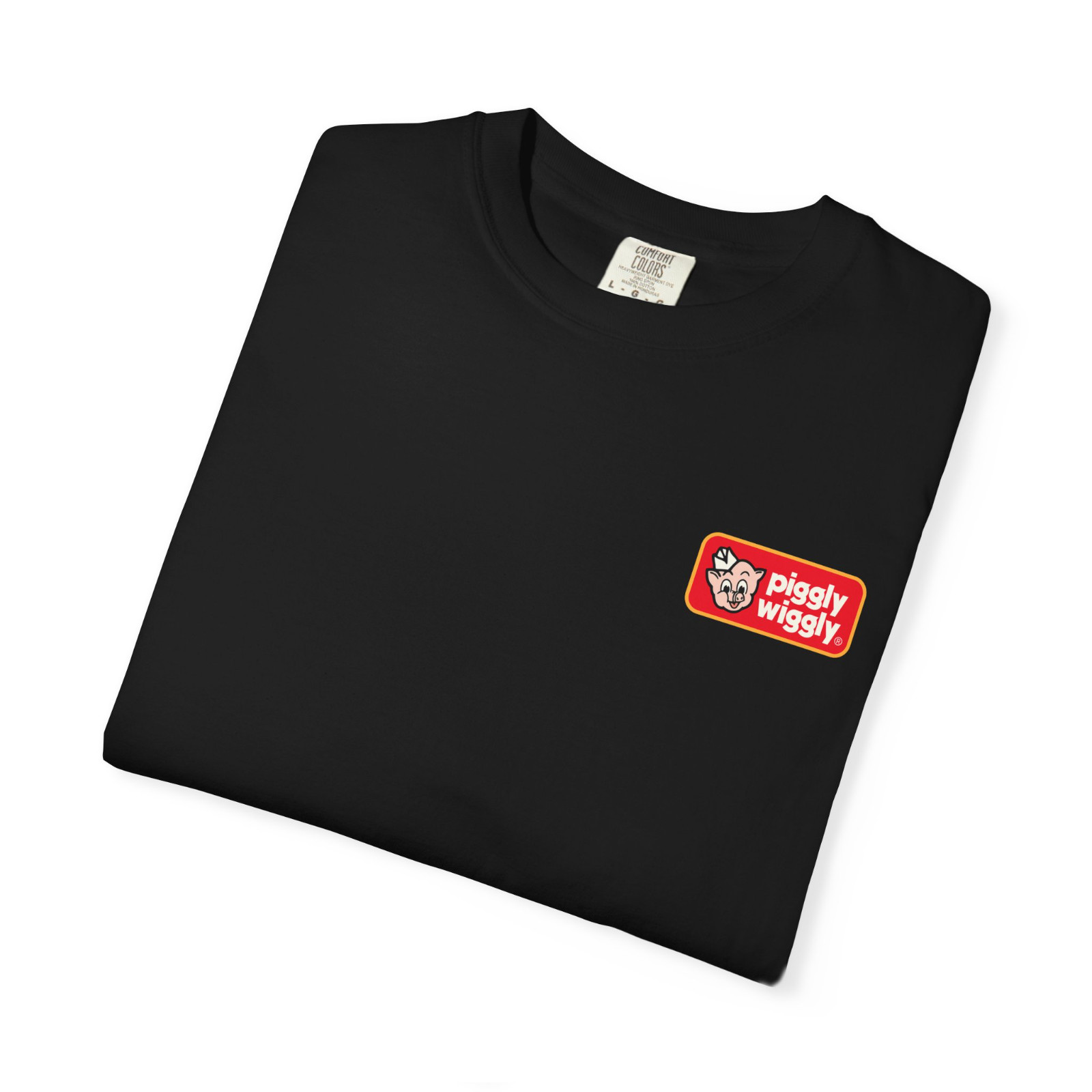 Piggly Wiggly Black Cotton Tee Streetwear Casual Unisex Fit