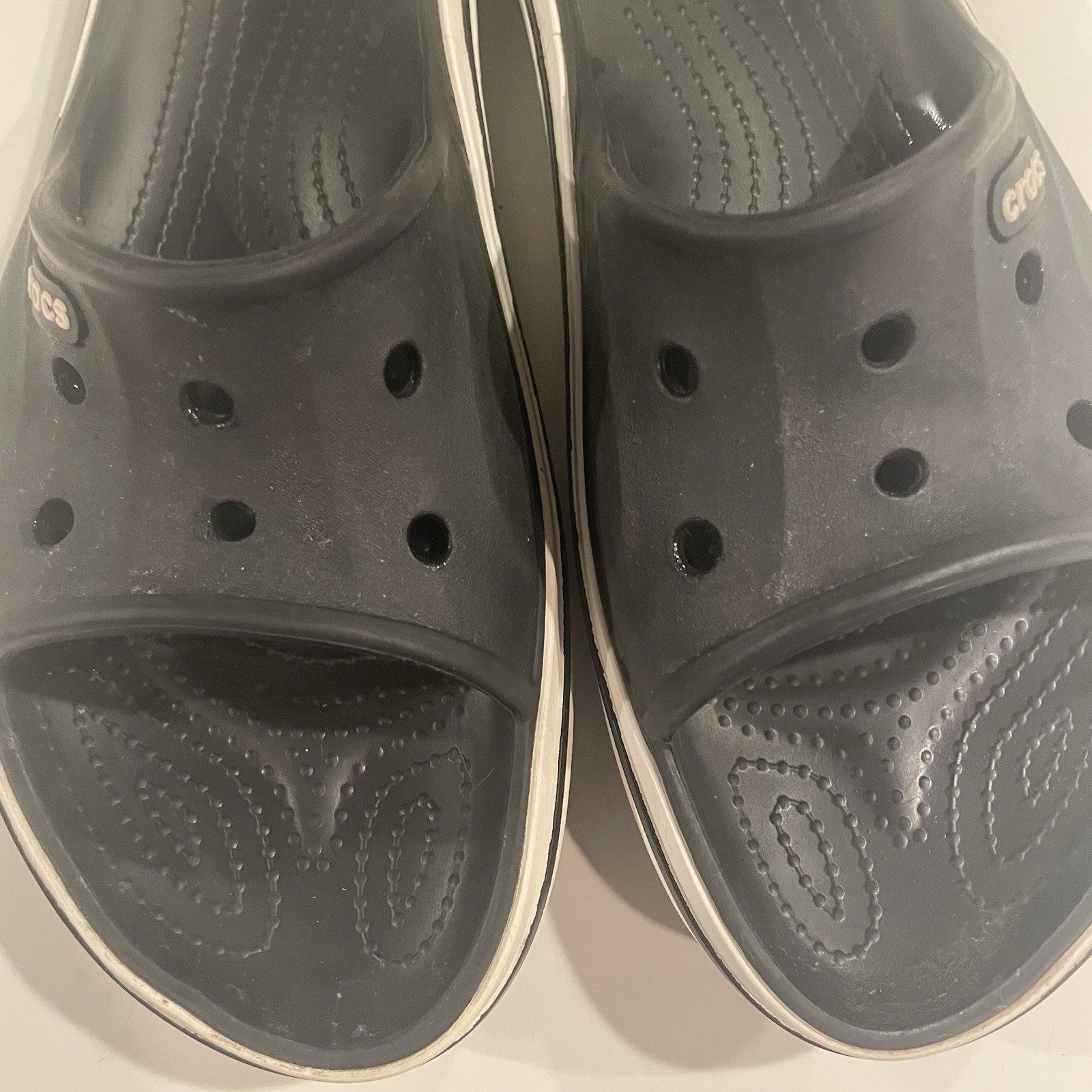 Crocs Unixes Adult Bayaband Slides Black & White Sandals W8/M6 Beach Resortwear