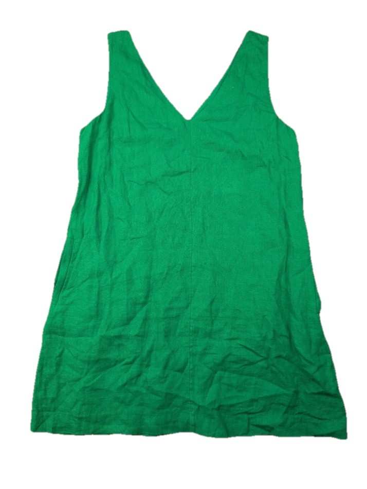 J Crew Linen Women’s Dress Kelly Green Shift Minimal Coastal Preppy Capsule XL