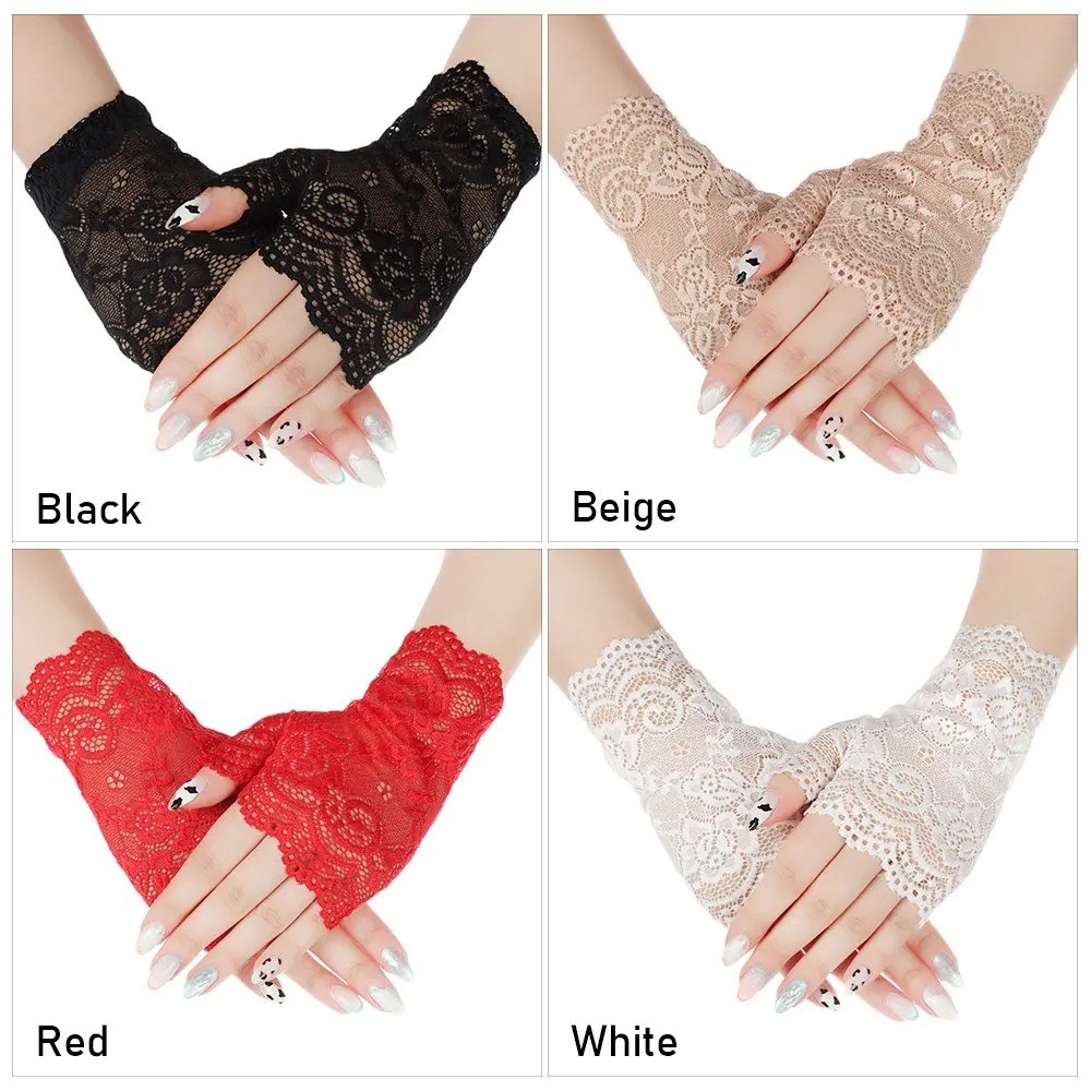 Summer Fingerless Gloves Women Lace Half Finger Gloves For Ladies Wedding bride-