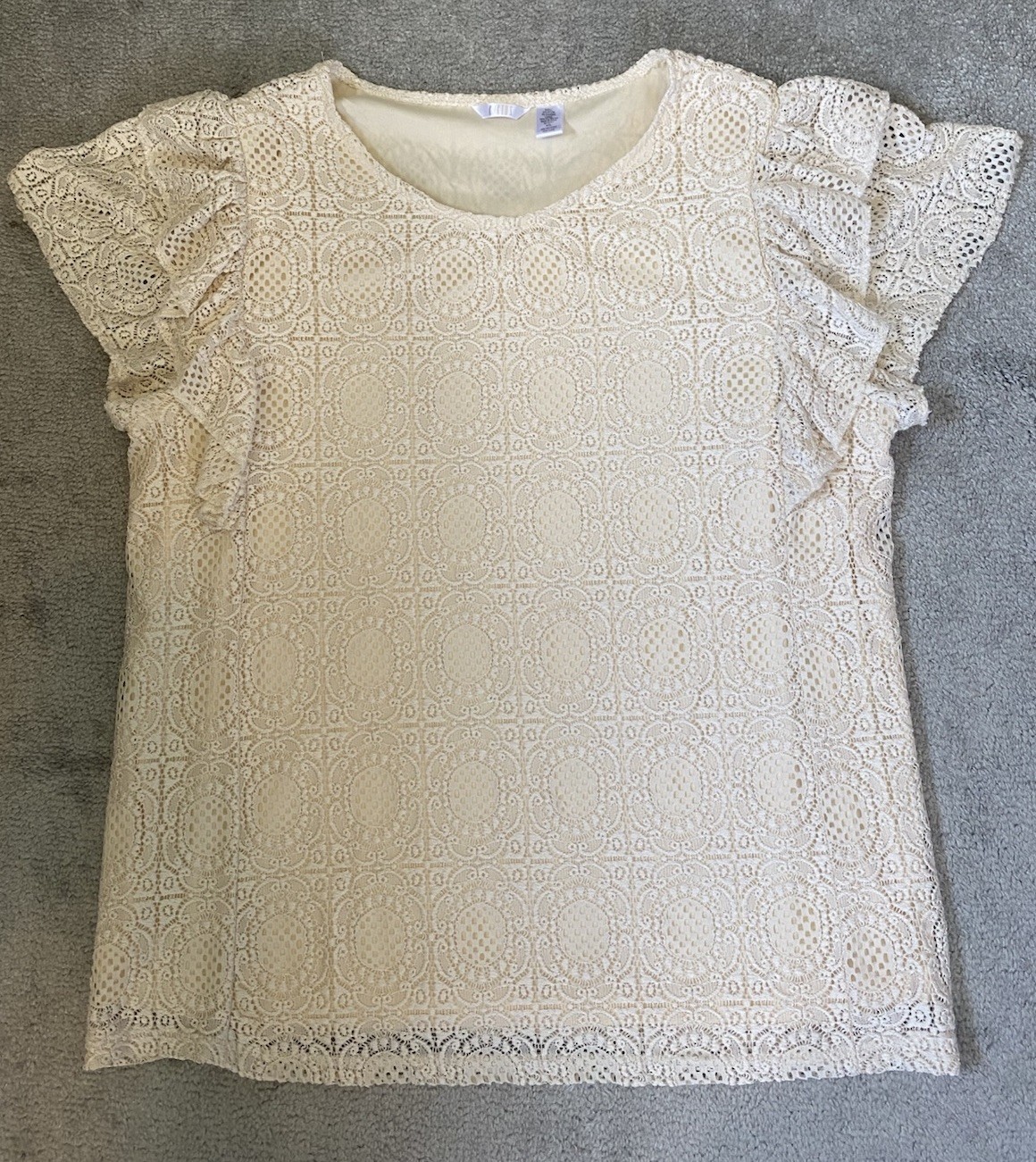 Kaktus Womens Cream Lace Blouse XXL Lined Coquette Soft Romantic Elegant Boho