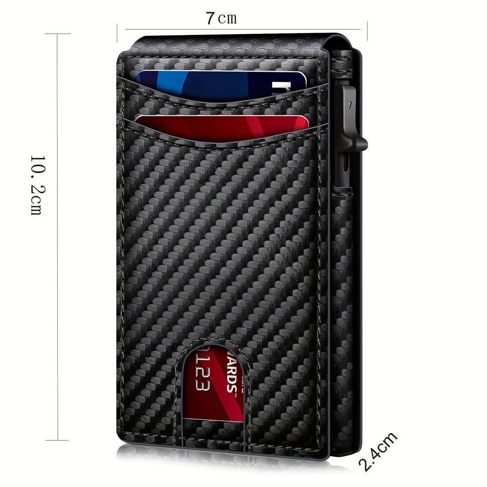 Men’s Slim PopUp Bifold Carbon Fiber Wallet, RFID Blocking, Money Clip, Men Gift