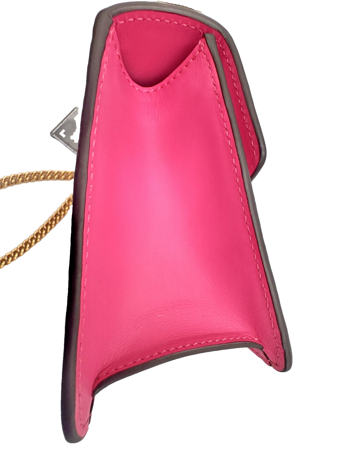 Authentic Gucci Sylvie Small Pink Leatheer Shoulder Bag Gold Chain Webstripe