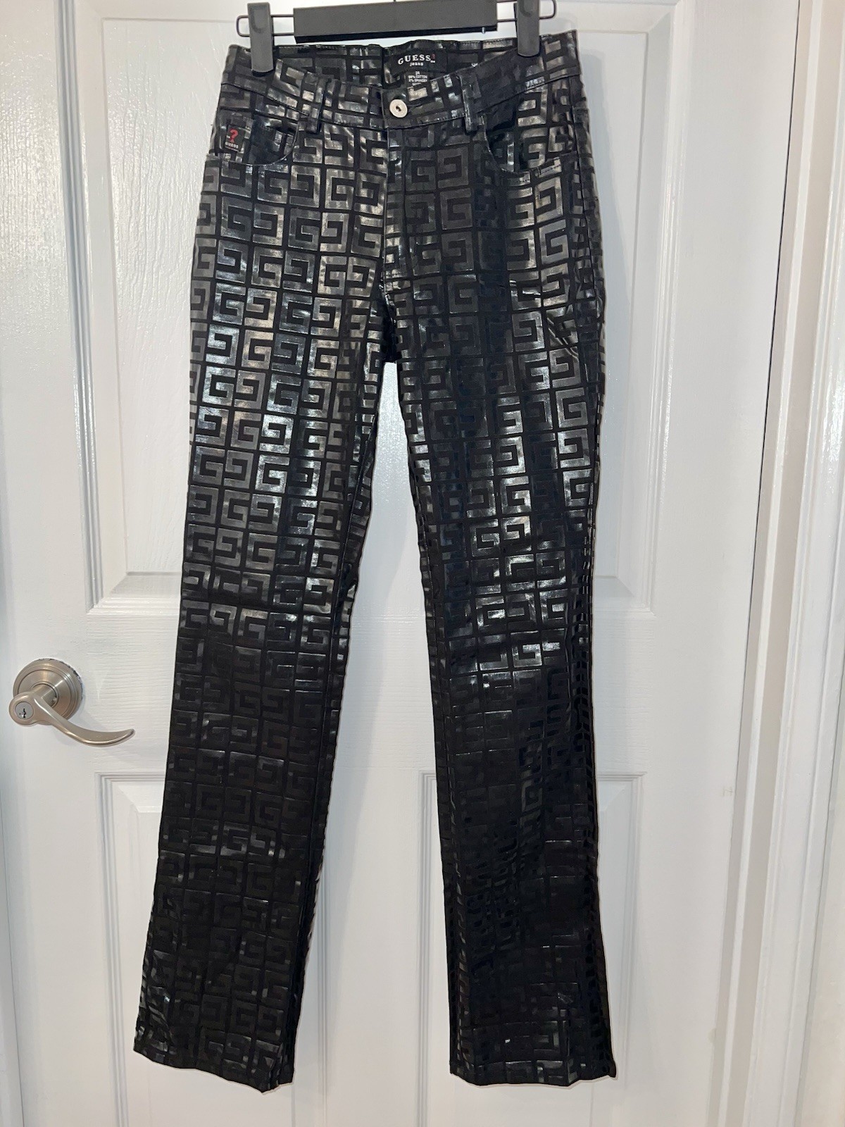 Guess Jeans Glamour 24 Vintage Shiny Black Pattern – Rare