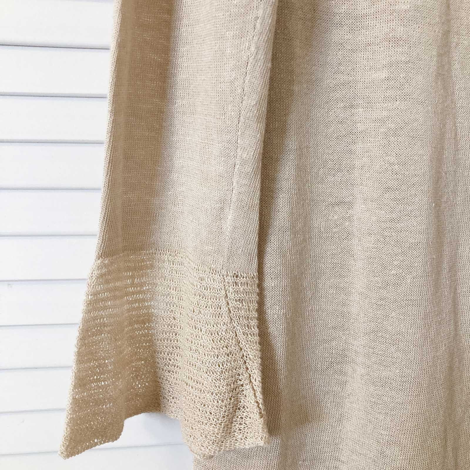 Autograph M&S Cardigan Size 12 Natural Beige Linen Blend Frill Trim Longline