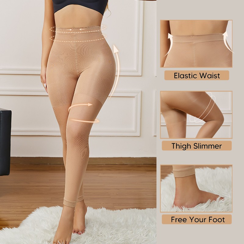 Women’s Sheer Footless Tights 30D Control Top Pantyhose Run Resistant