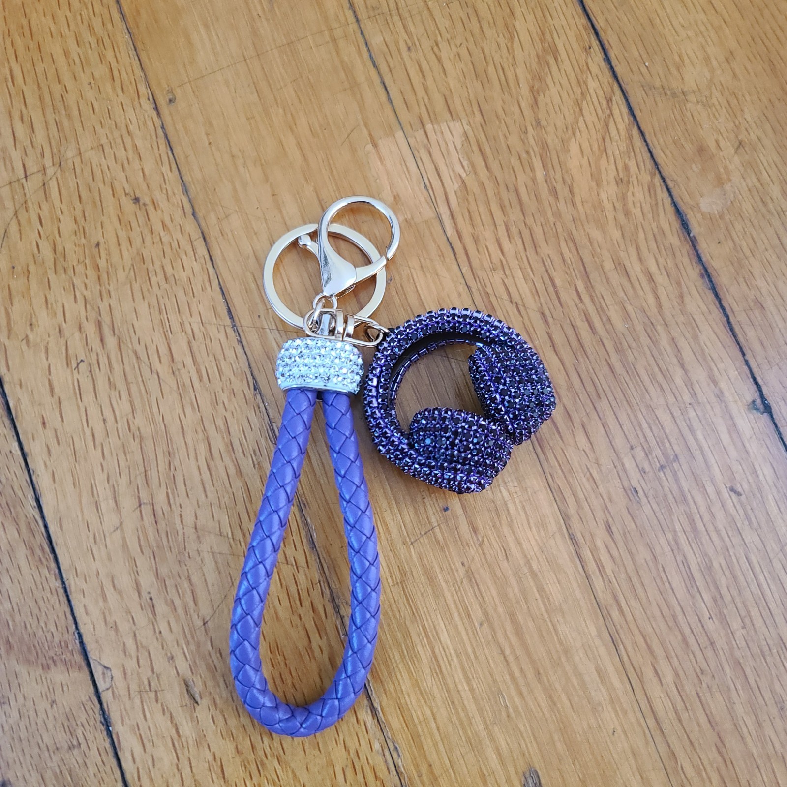 Braided Rope Headphone Keychain/Bag Charm Purple Keychain Purse Backpack Charm