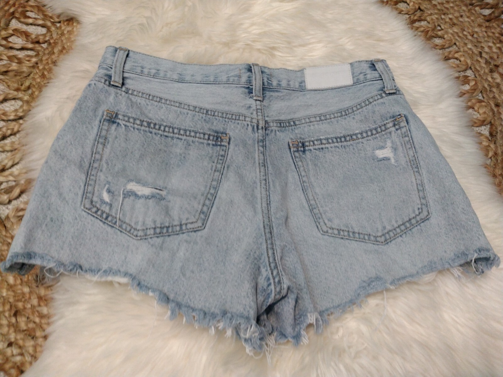 Pistola Light Wash Distressed Denim Cut Off Shorts High Rise Pockets Women’s 29
