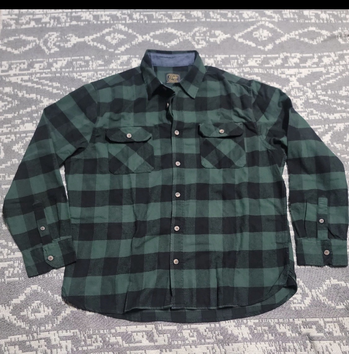 Jacks MFG Heritage Flannel Shirt Men’s XXl Green Black Plaid Cotton Button Up