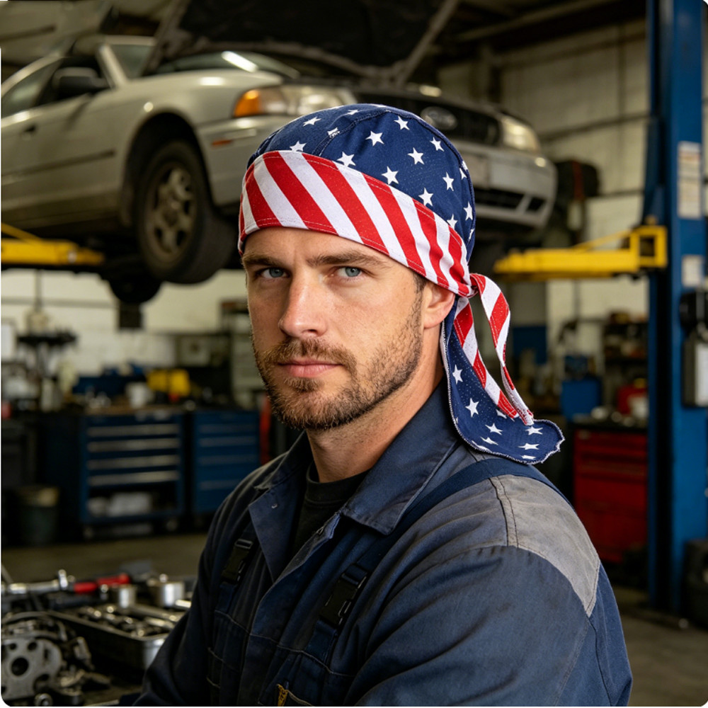 3PCS US Flag Doo Rag Head Wrap Breathable Bandana for Cycling Biker Sports