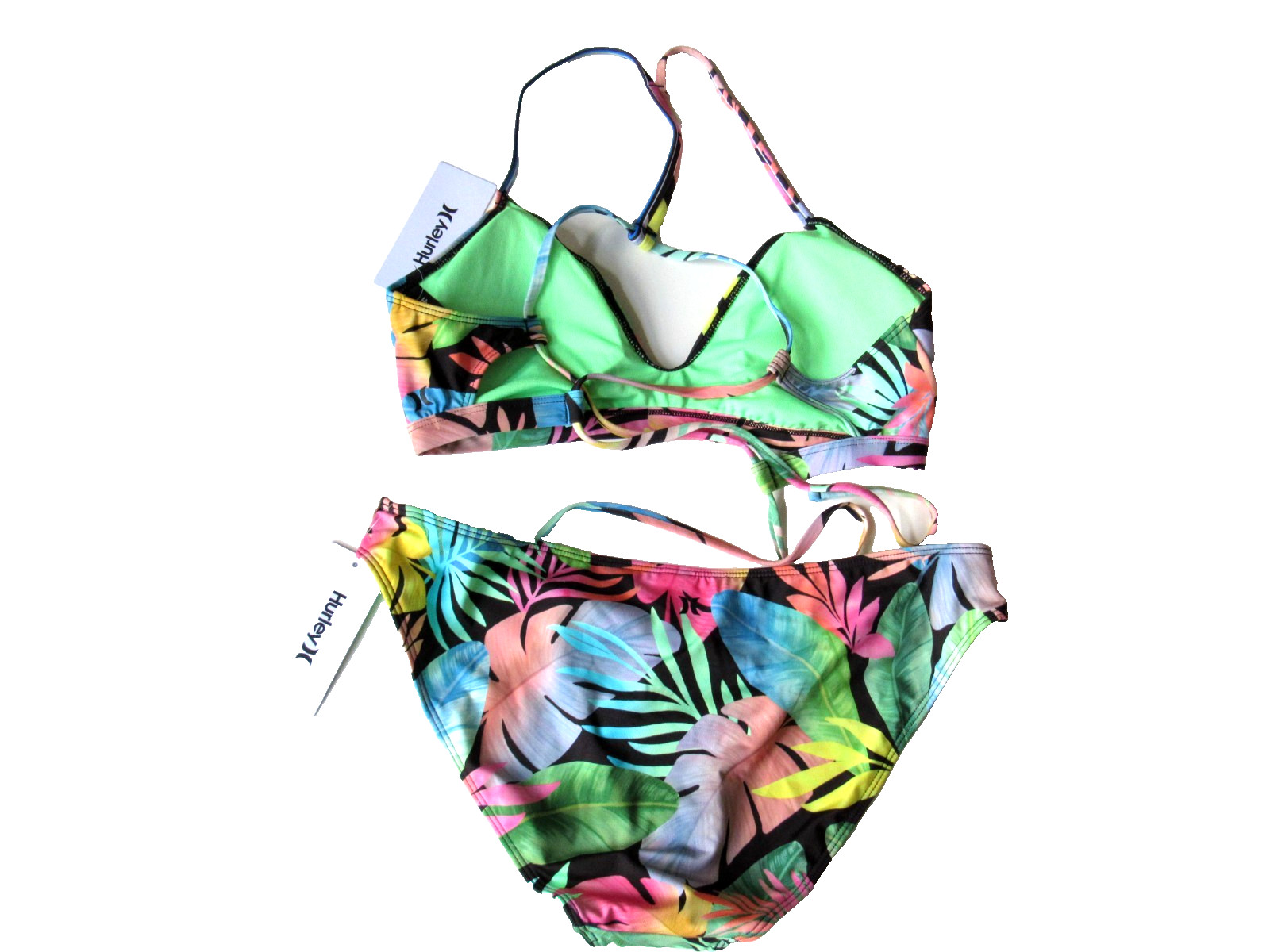 Hurley Swimwear Bikini Paradise Palm Adjustable Top Moderate Bottom Size XL NWT